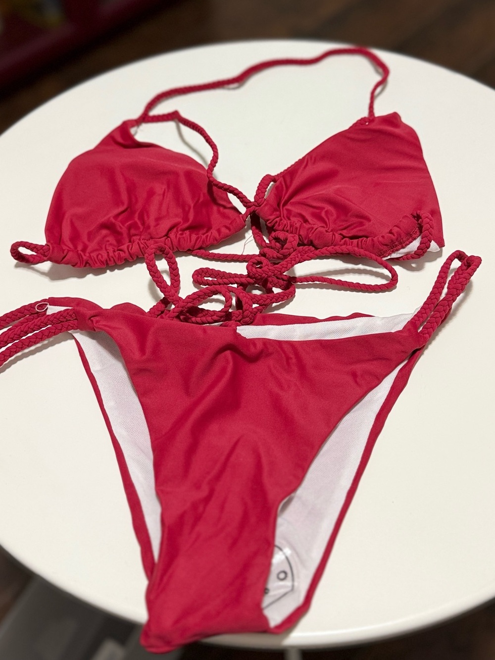 Red Triangle String Bikini - Women Swim